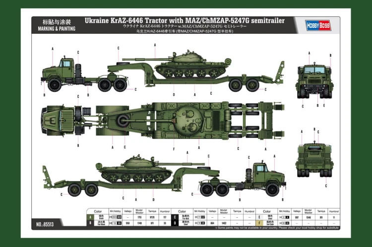 Ciężarówka KrAZ-6446 z MAZ/ChMZAP-5247G 85513 Hobby Boss