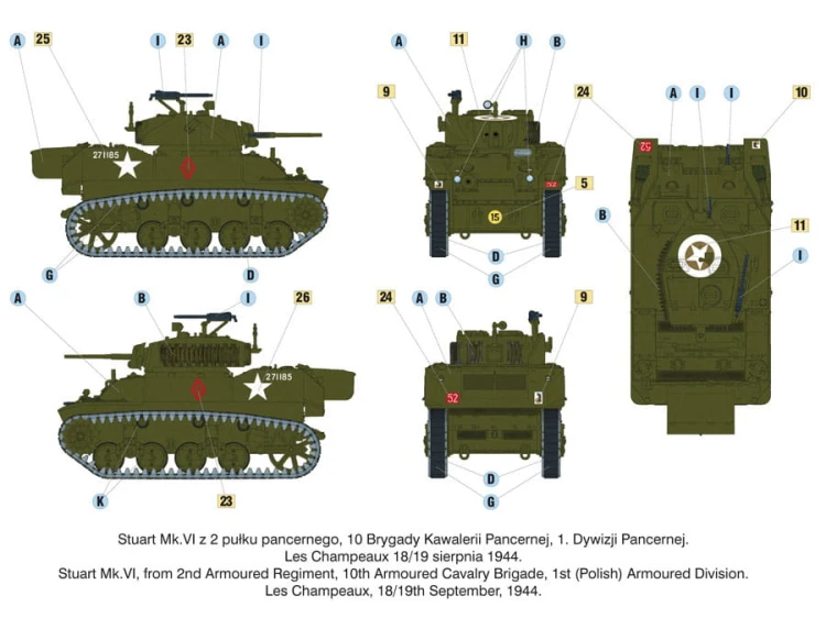 Czołg Stuart Mk.VI M5A1 late 726089 Mirage