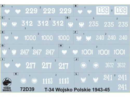 Kalkomania T-34 w Wojsku Polskim 72D39 Toro