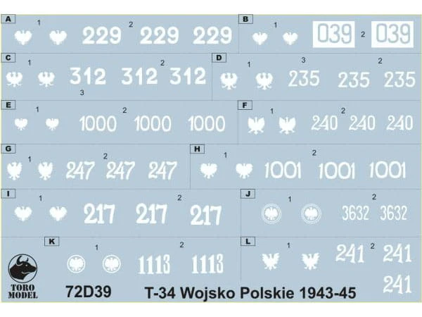 Kalkomania T-34 w Wojsku Polskim 72D39 Toro