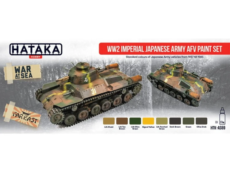 Zestaw farb akrylowych Japanese Army AFV HTK-AS69 Hataka