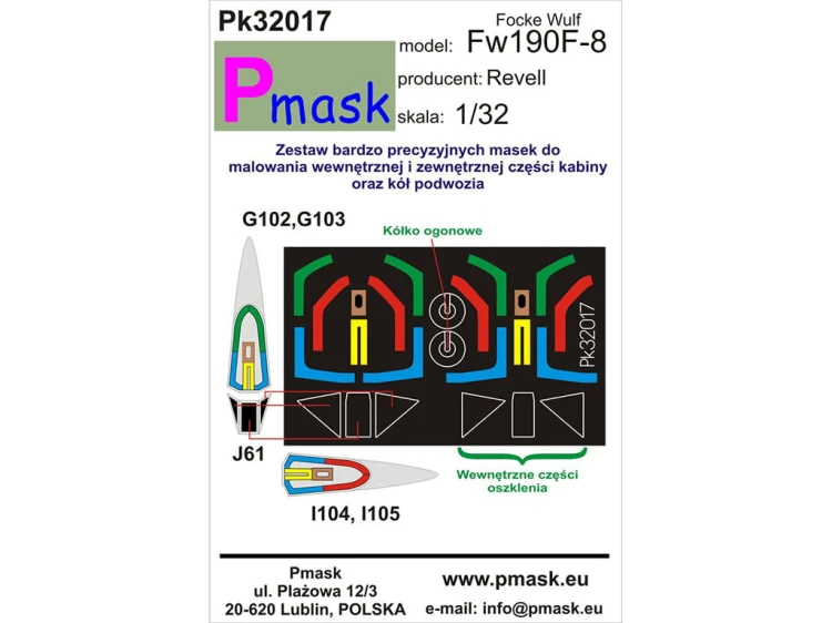 Maski do samolotu Fw190 F-8 Pk32017 Pmask