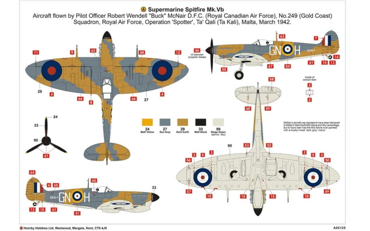 Samolot Supermarine Spitfire Mk.Vb A05125 Airfix