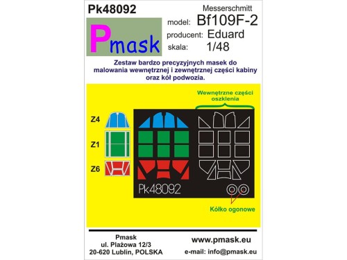 Maski do samolotu Bf109 F-2 Pk48092 Pmask