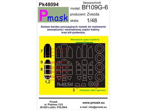 Maski do samolotu Bf109 G-6 Pk48094 Pmask