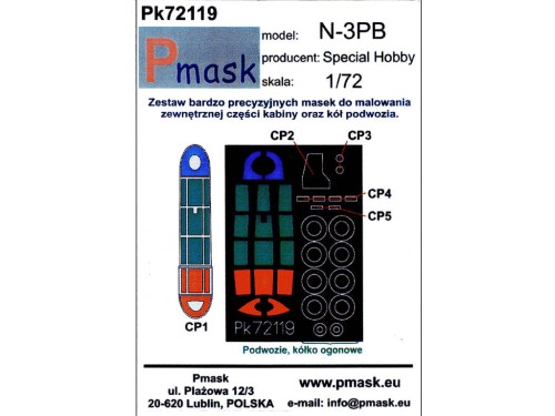 Maski do samolotu Northrop N-3PB Pk72119 Pmask