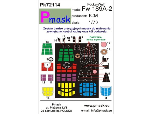 Maski do samolotu Fw 189A-2 Pk72114 Pmask