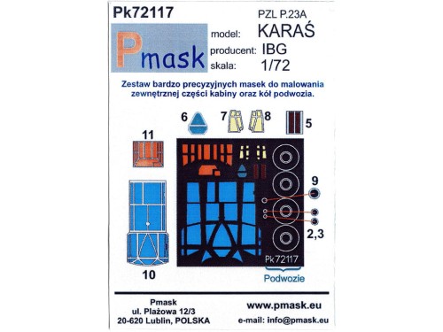 Maski do samolotu PZL P.23A Karaś Pk72117 IBG