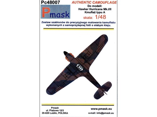Maski Hurricane Mk.I/II kamuflaż A Pc48007 Pmask