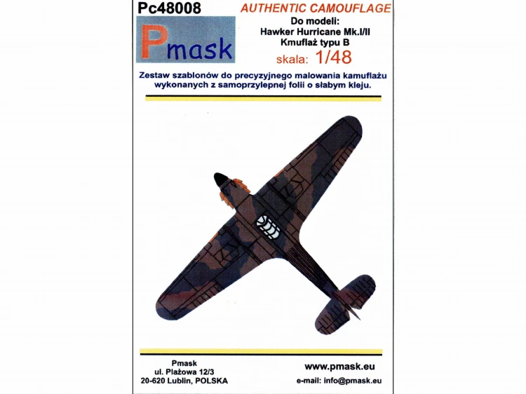 Maski Hurricane Mk.I/II kamuflaż B Pc48008 Pmask