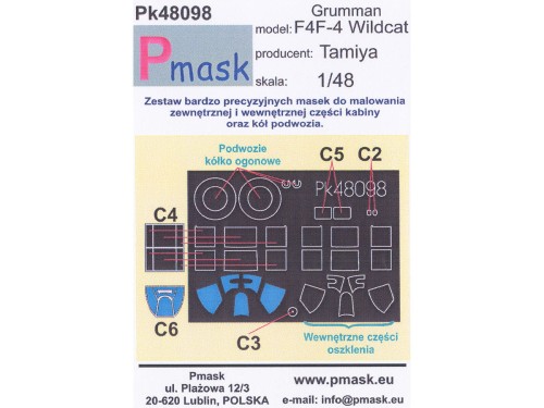 Maski do Grumman F4F-4 Wildcat Pk48098 Pmask