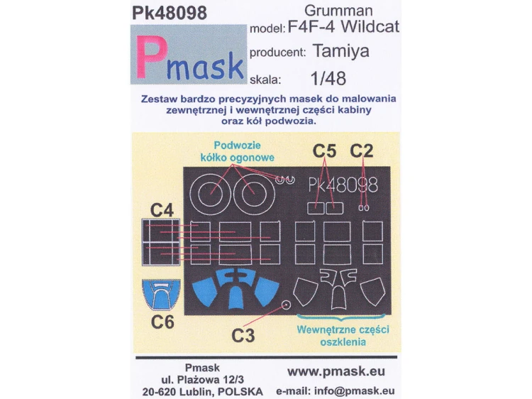 Maski do Grumman F4F-4 Wildcat Pk48098 Pmask