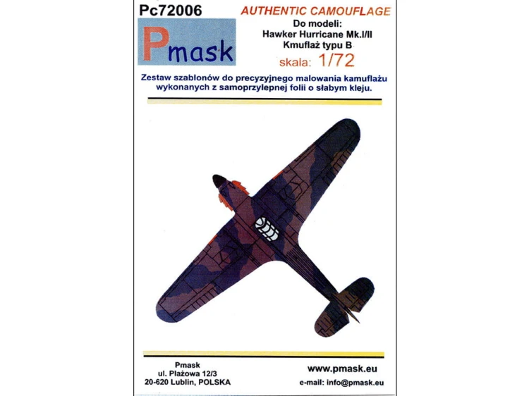 Maski Hurricane Mk.I/II kamuflaż B Pc72006 Pmask