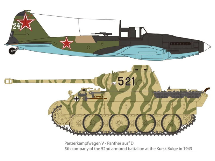 Samolot Ilyushin Ił-2 i czołg Panther D 12538 Academy