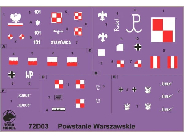 Kalkomania pojazdy Powstania Warszawskiego 72D03 Toro