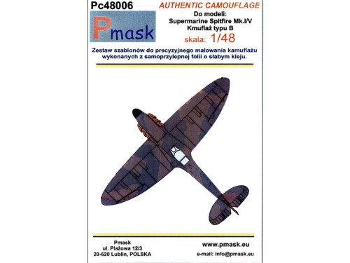 Maski Spitfire Mk.I/V kamuflaż B Pc48006 Pmask