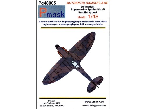 Maski Spitfire Mk.I/V kamuflaż A Pc48005 Pmask