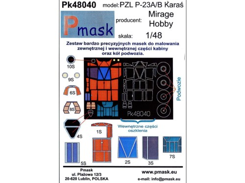 Maski do samolotu PZL P-23A/B Karaś Pk48040 Pmask
