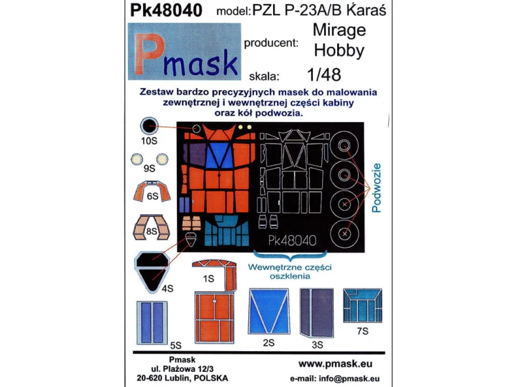 Maski do samolotu PZL P-23A/B Karaś Pk48040 Pmask