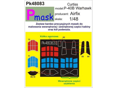 Maski do samolotu Curtiss P-40B Pk48083 Pmask