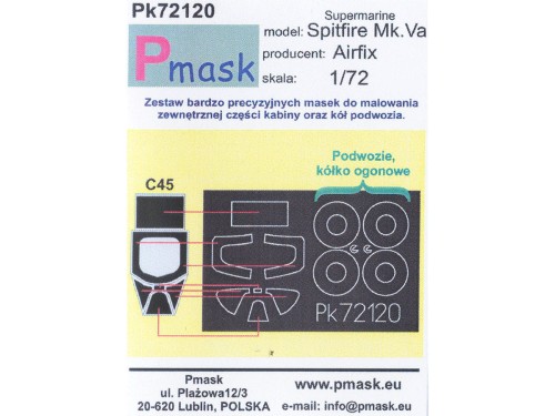 Maski do Spitfire Mk.Va Pk72120 Pmask