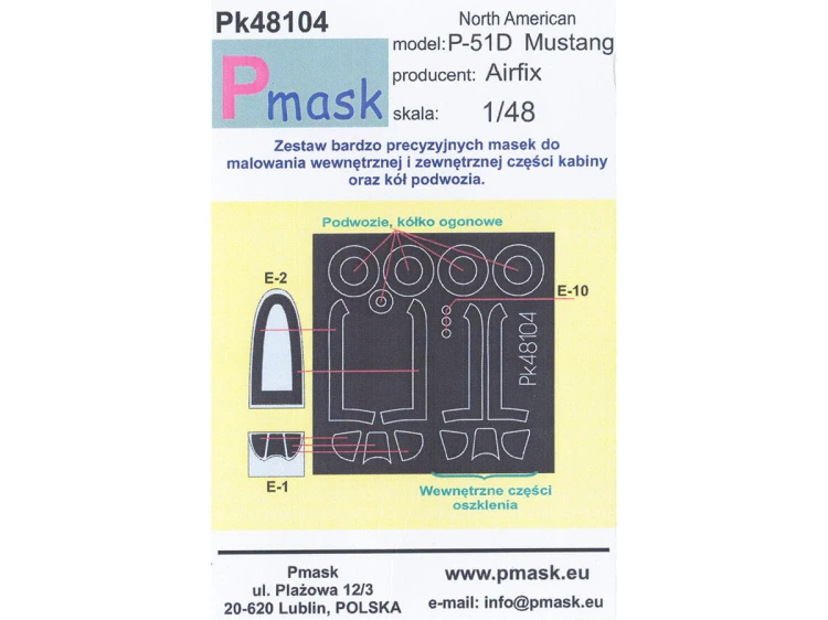 Maski do P-51D Mustang Pk48104 Pmask
