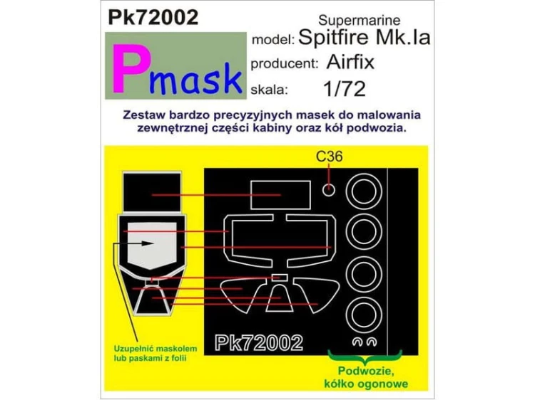 Maski do samolotu Spitfire Mk.Ia Pk72002 Pmask