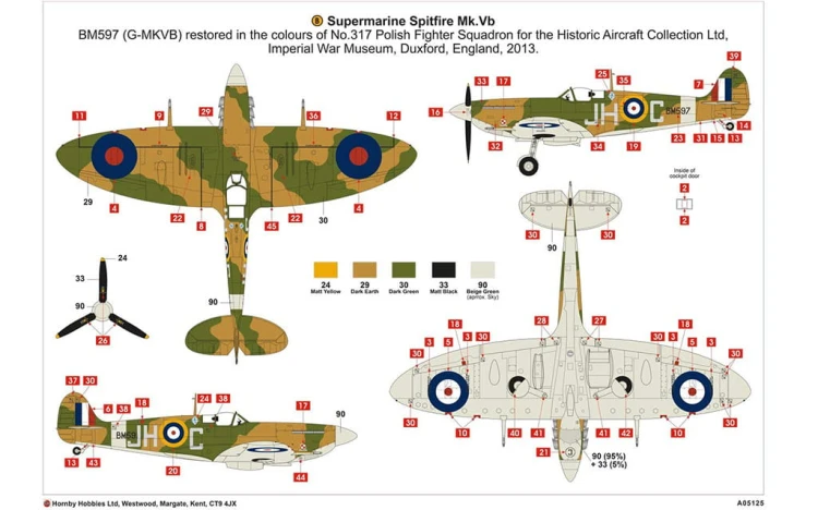 Samolot Supermarine Spitfire Mk.Vb A05125 Airfix