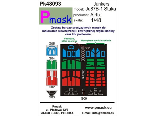 Maski do samolotu Ju 87B-1 Pk48093 Pmask