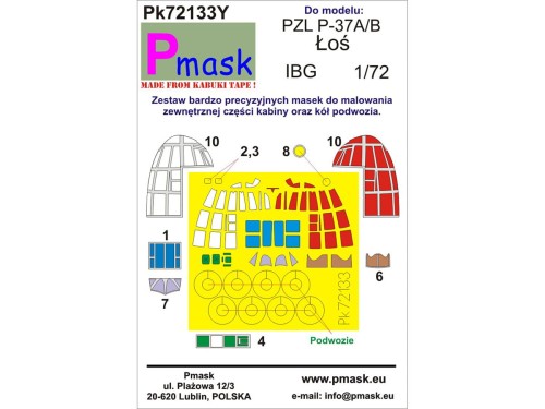 Maski do samolotu PZL P-37A/B Łoś Pk72133Y Pmask