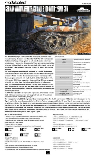 Czołg Waffentrager auf E-100 128mm UA72108 Modelcollect