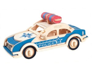 Samochód radiowóz policyjny składanka drewniana