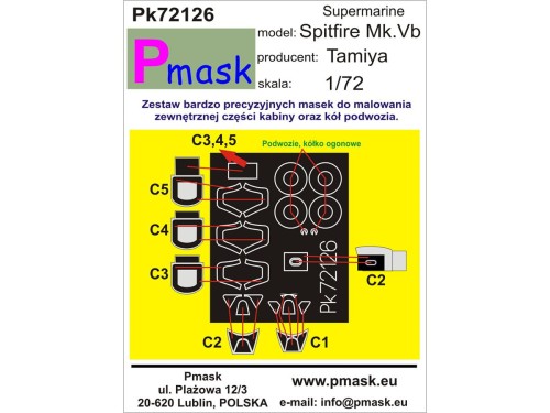 Maski do samolotu Spitfire Mk.Vb Pk72126 Pmask
