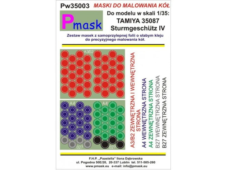 Maski do działa Sturmgeschutz IV Pw35003 Pmask