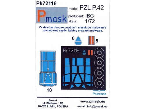Maski do samolotu PZL P.42 Pk72116 Pmask