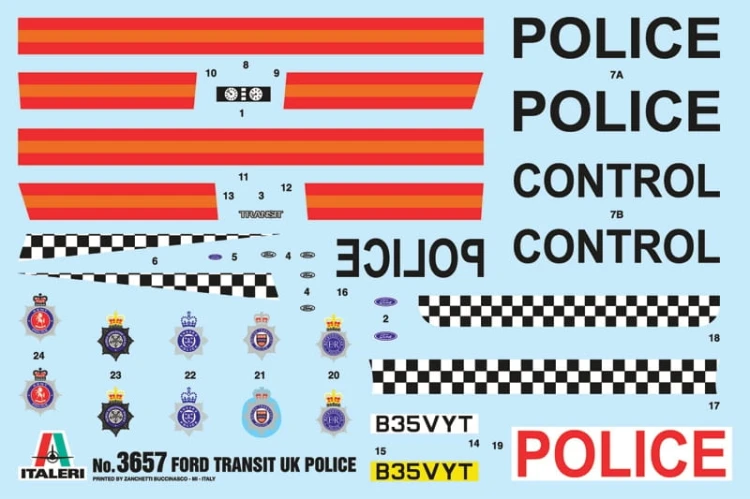 Samochód Ford Transit II radiowóz policyjny 3657 Italeri
