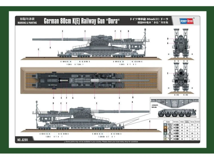 Działo kolejowe Schwerer Gustav 80cm K(E) Dora 82911 Hobby Boss
