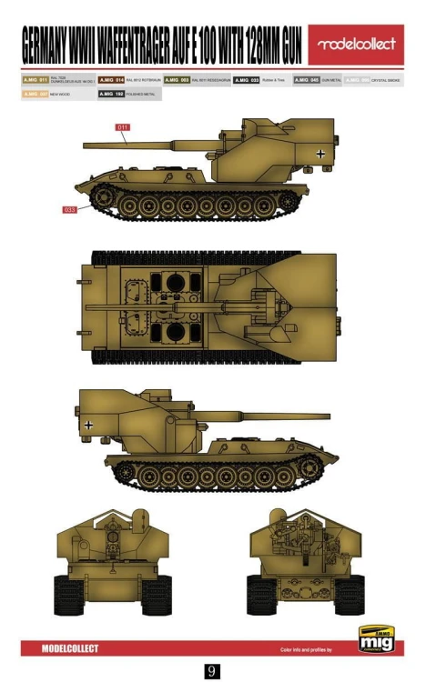 Czołg Waffentrager auf E-100 128mm UA72108 Modelcollect