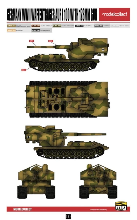 Czołg Waffentrager auf E-100 128mm UA72108 Modelcollect