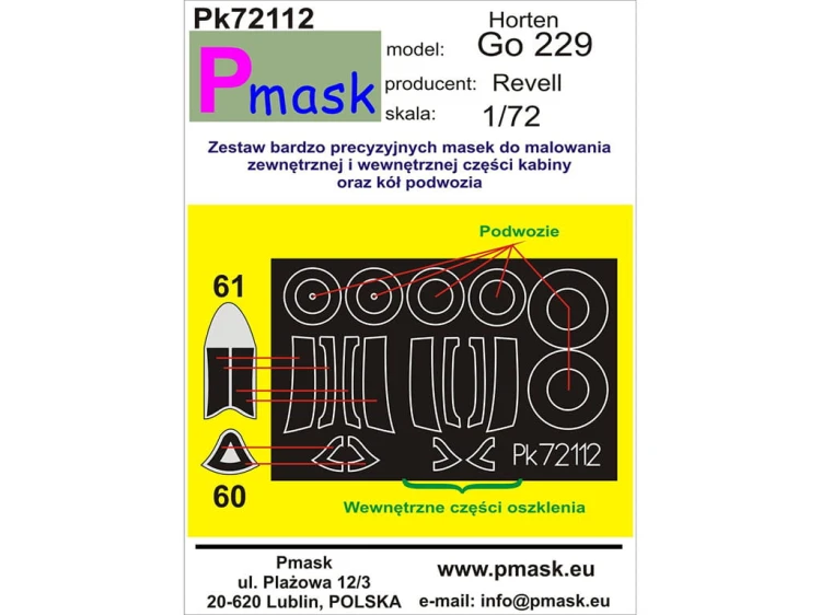 Maski do samolotu Horten Go 229 Pk72112 Pmask